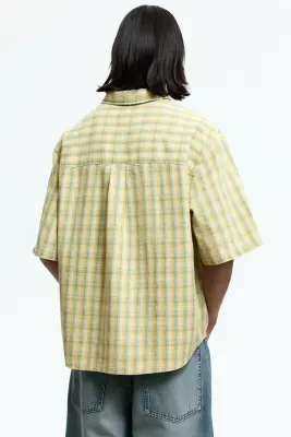 Chemise Regular Fit à manches courtes - Vert clair/carreaux — photo 3