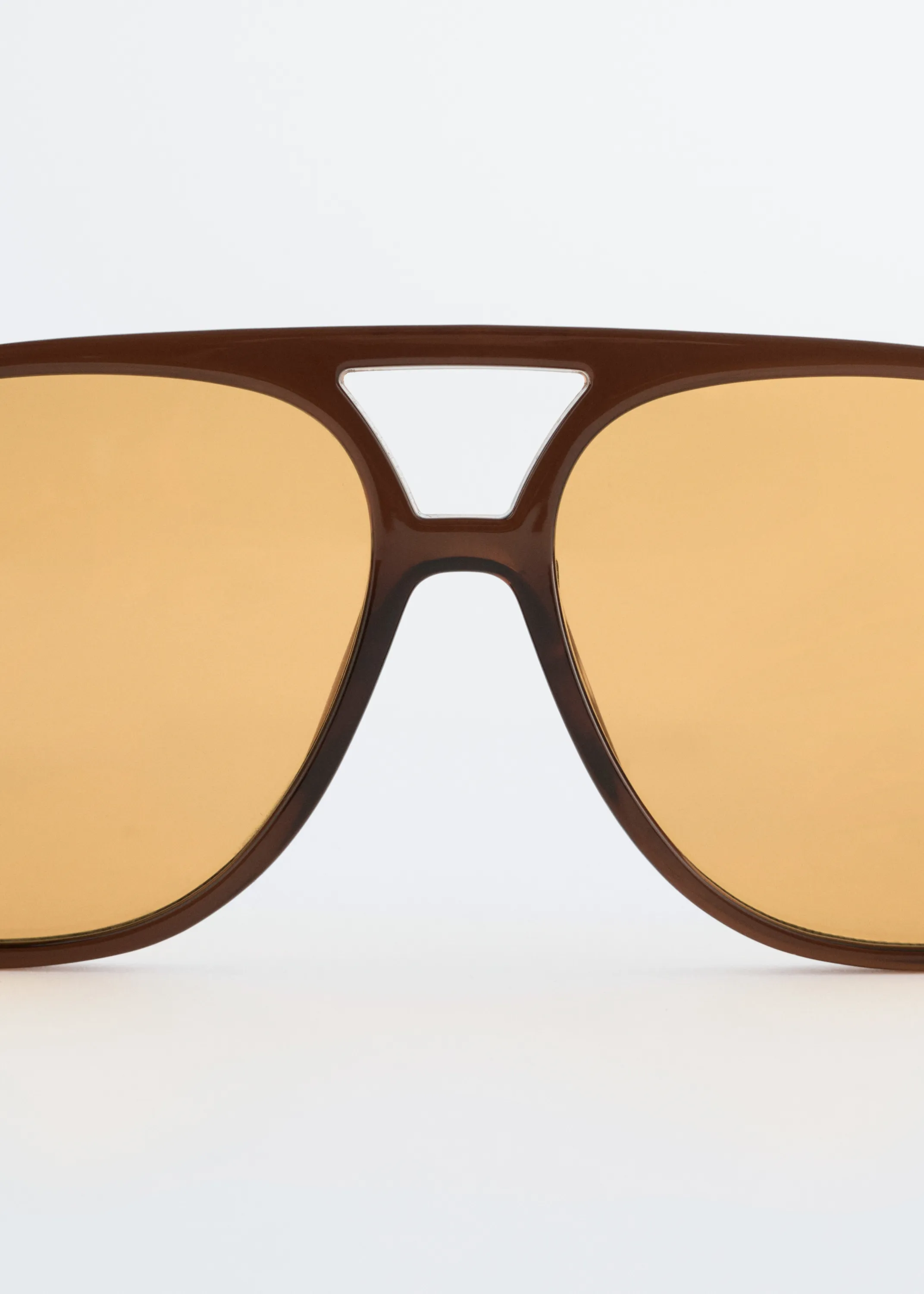 Lunettes de soleil oversize de style aviateur - Brun/Jaune