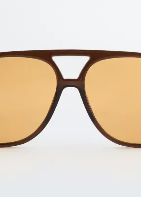 Lunettes de soleil oversize de style aviateur - Brun/Jaune — photo 1