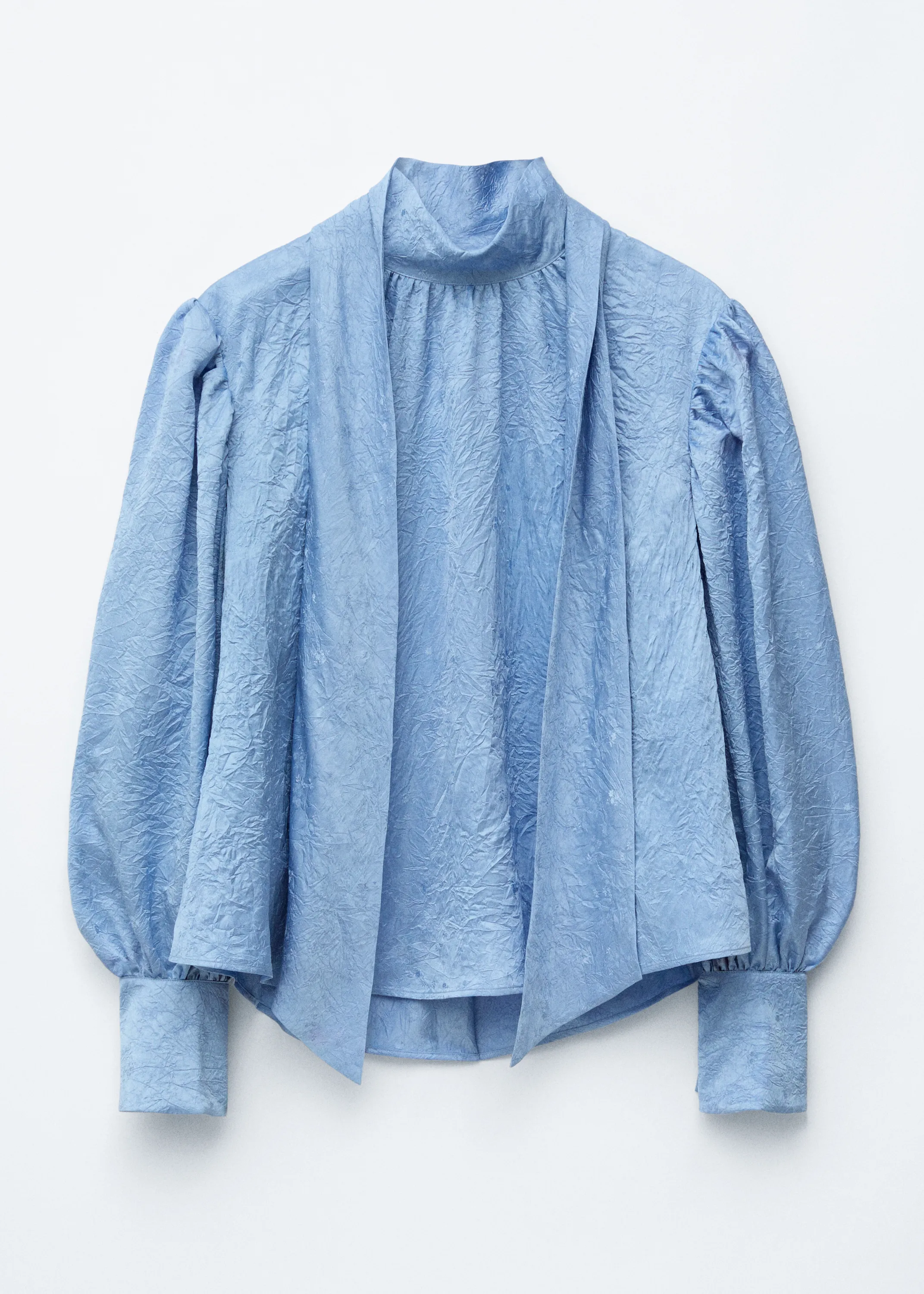 Blouse avec un col orné d’un nœud - Bleu clair