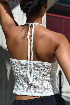 Top étagé en dentelle - Blanc — photo 3