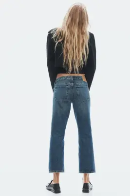 Bootcut Regular Waist Cropped Jeans - Bleu denim foncé — photo 5