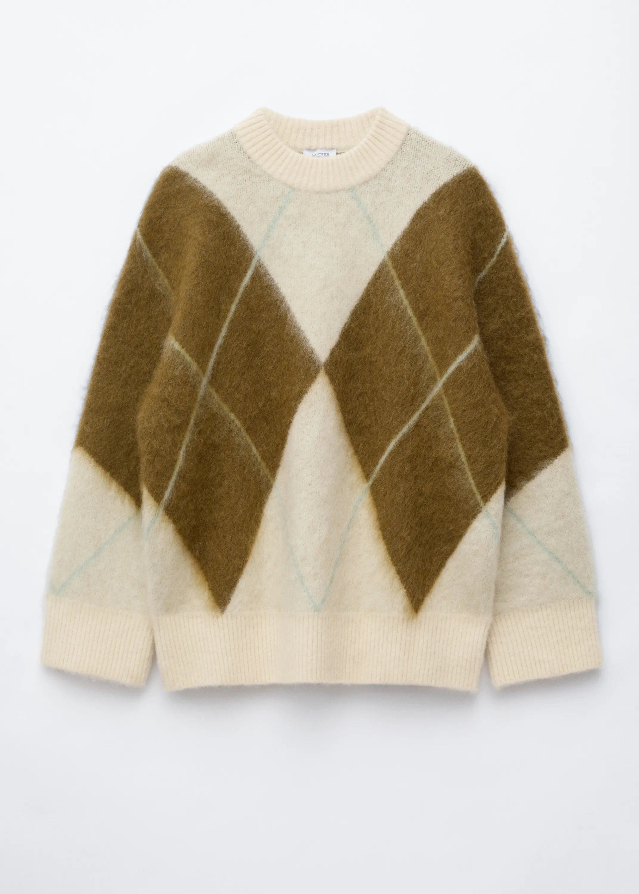 Pull en mohair mélangé à motif jacquard - Crème/Brun