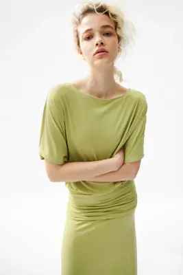 Robe maxi à effet drapé - Vert ancien clair — photo 1