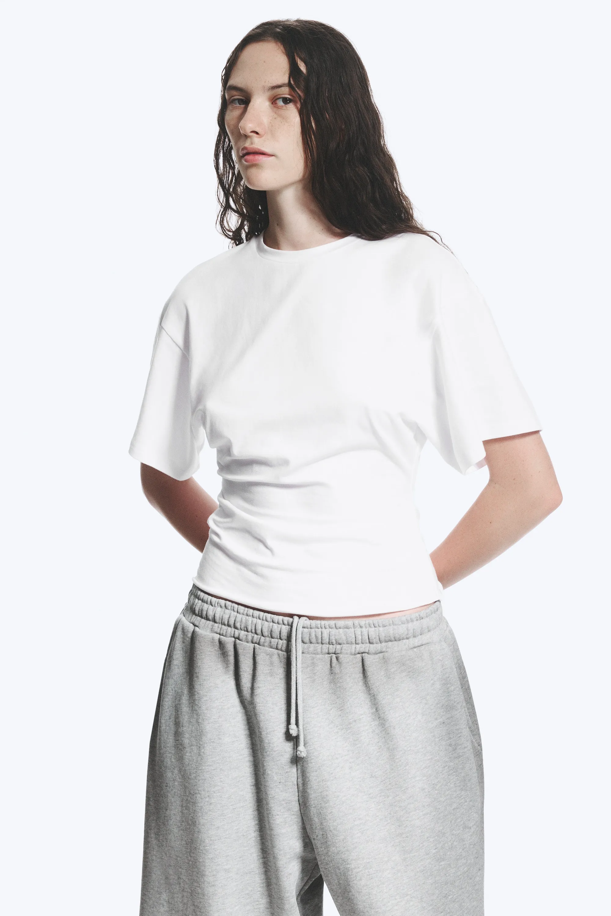 T-SHIRT AJUSTÉ DRAPÉ - Blanc