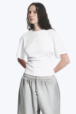 T-SHIRT AJUSTÉ DRAPÉ - Blanc — photo 1