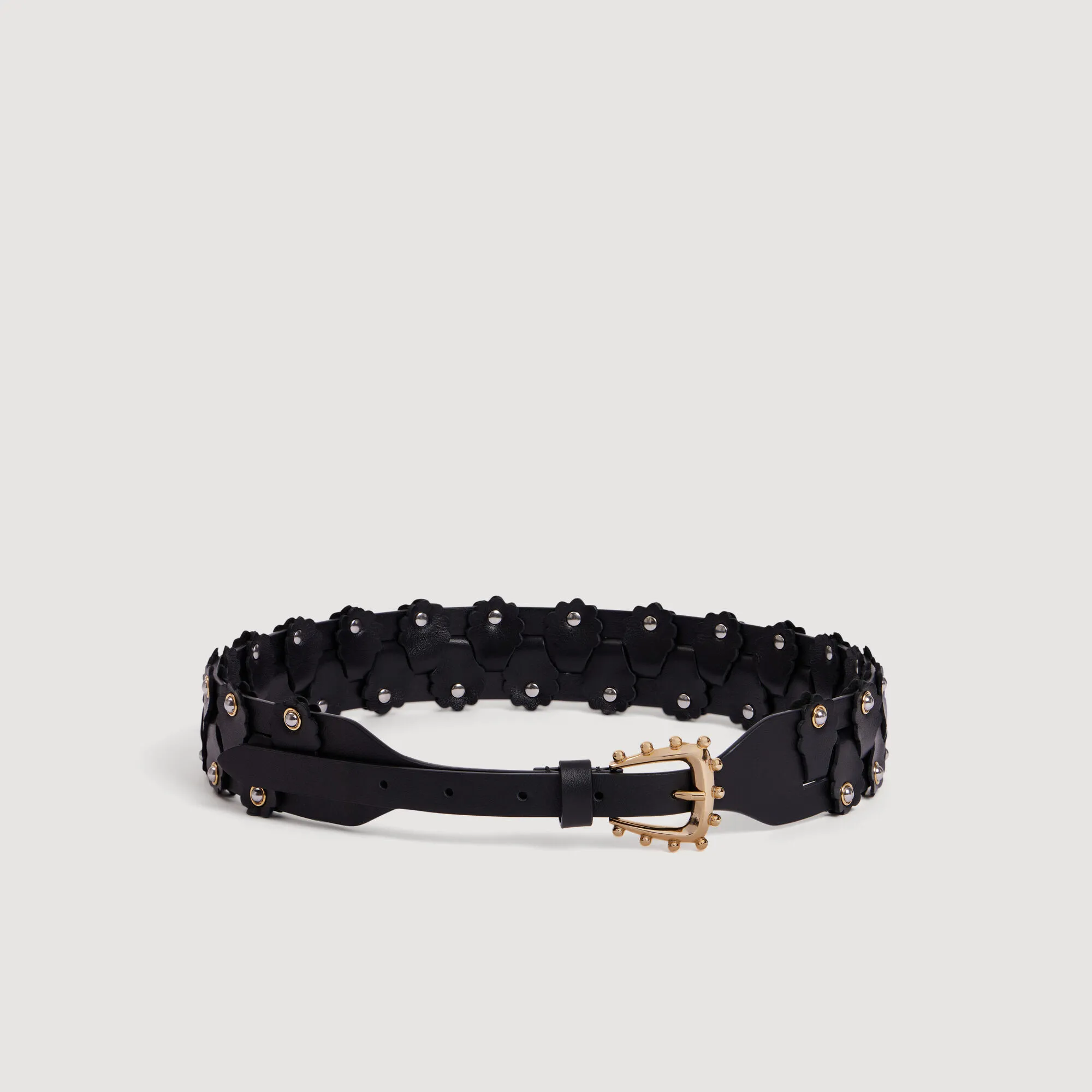 Ceinture en cuir entrelacé à studs