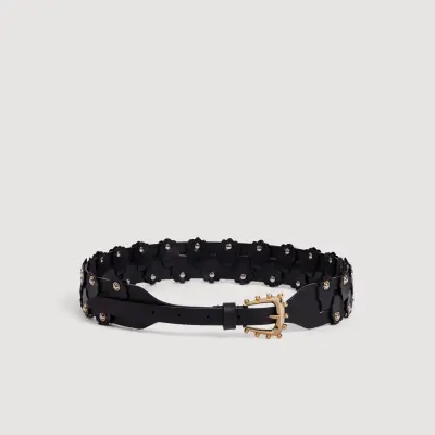 Ceinture en cuir entrelacé à studs