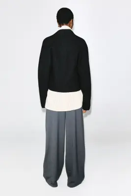 PANTALON LARGE EN LAINE MÉLANGÉE - BLEU-GRIS — photo 2