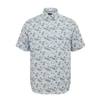 NORTH CHEMISE LIN PALMIER Bleu ciel — photo 1