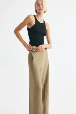Wide tailored trousers - Vert kaki clair — photo 3