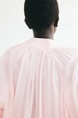 Blouse en viscose à manches ballon - Rose clair — photo 2