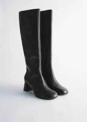 Bottes hauteur genou en cuir - Noir — photo 3