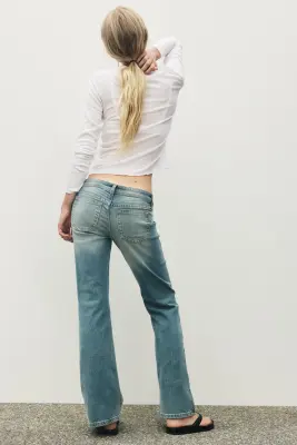 Flared Ultra Low Waist Jeans - Bleu denim clair — photo 5