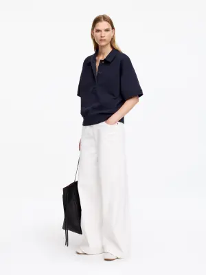 Sweat polo en tissu éponge - Bleu marine — photo 1