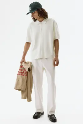Chemise Regular Fit en maille texturée - Blanc — photo 2