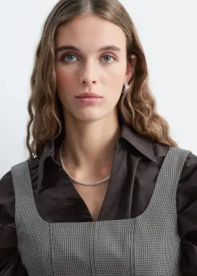 Robe courte de style corset - Gris/À carreaux — photo 2