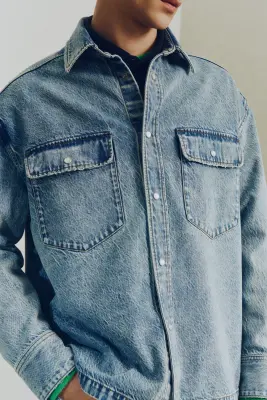 Chemise Regular Fit en denim - Bleu denim — photo 1