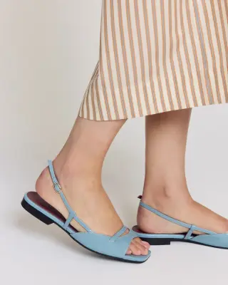 Sandales Dona vernis froissé bleu piscine — photo 2