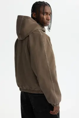 Veste matelassée en toile - Taupe foncé — photo 3