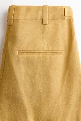Pantalon chic en lin mélangé - Jaune moutarde — photo 4