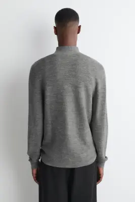 PULL À COL MONTANT EN LAINE - GRIS — photo 3