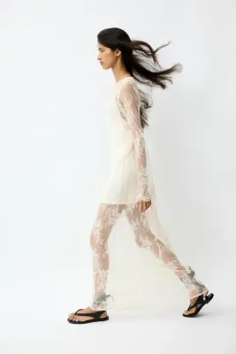 Robe maxi en dentelle - Crème — photo 3