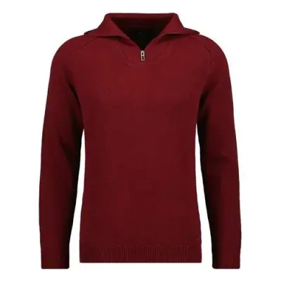 RAGMAN PULL COTON COL ZIP Bordeaux — photo 1