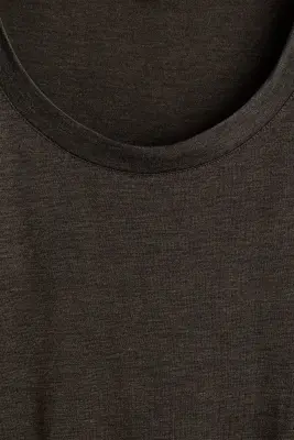 T-SHIRT SLIM EN SOIE - BRUN CHINÉ — photo 3
