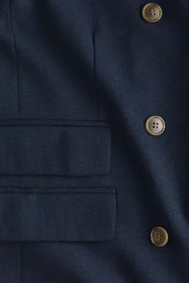 Blazer oversize à fermeture croisée - Bleu foncé — photo 4