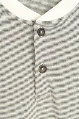 T-SHIRT HENLEY RAYÉ EN COTON - BLANC / NOIR / RAYURE — photo 5
