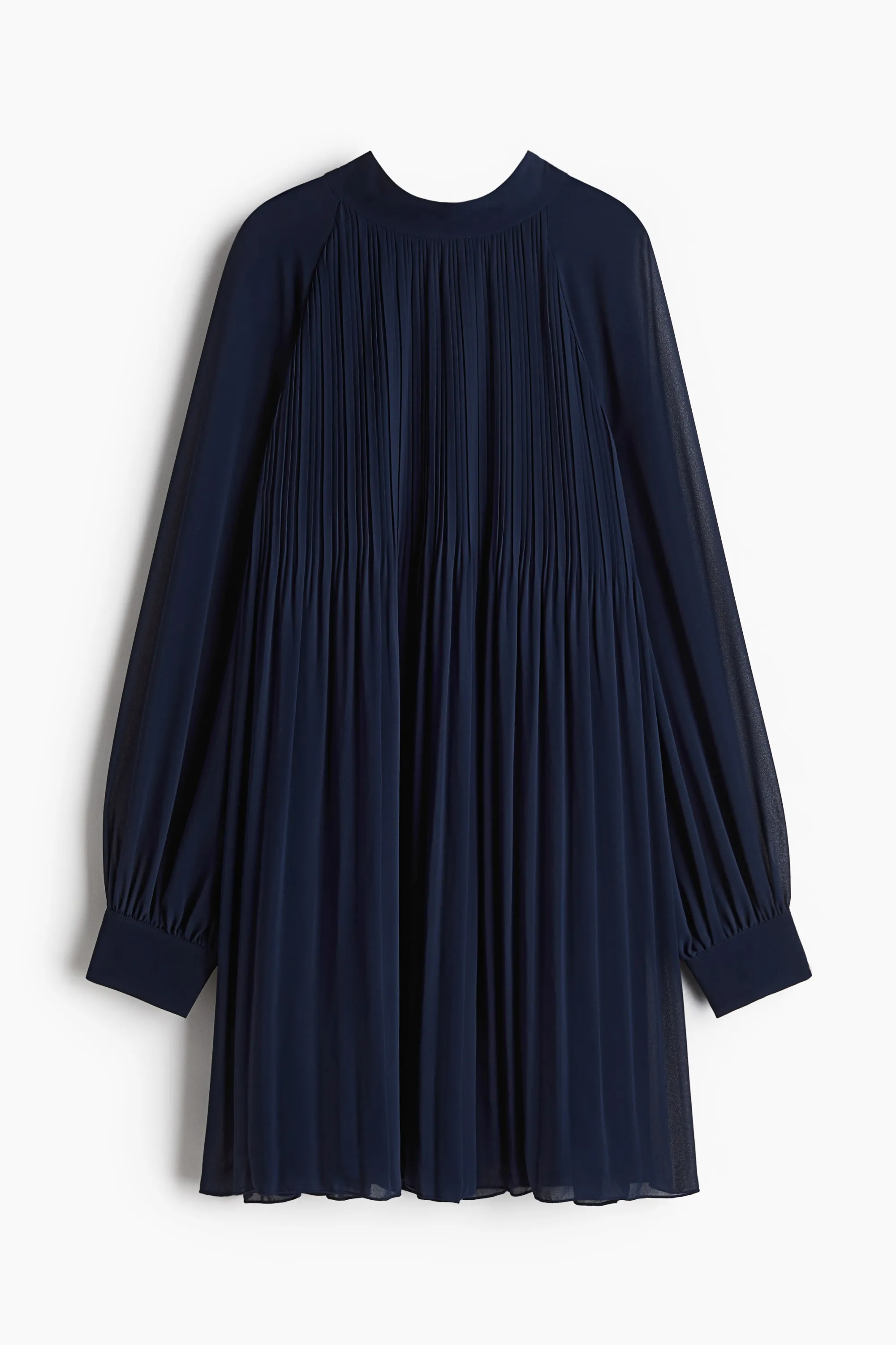 Robe en mousseline plissée - Bleu marine