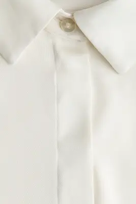 Chemise en twill satin avec cordon de serrage - Blanc — photo 3