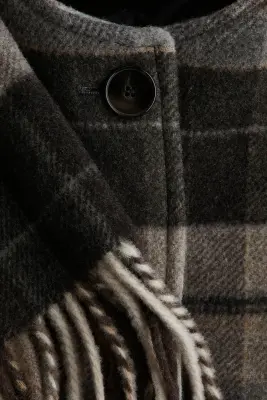 Manteau en laine mélangée avec écharpe - Beige clair/carreaux — photo 5