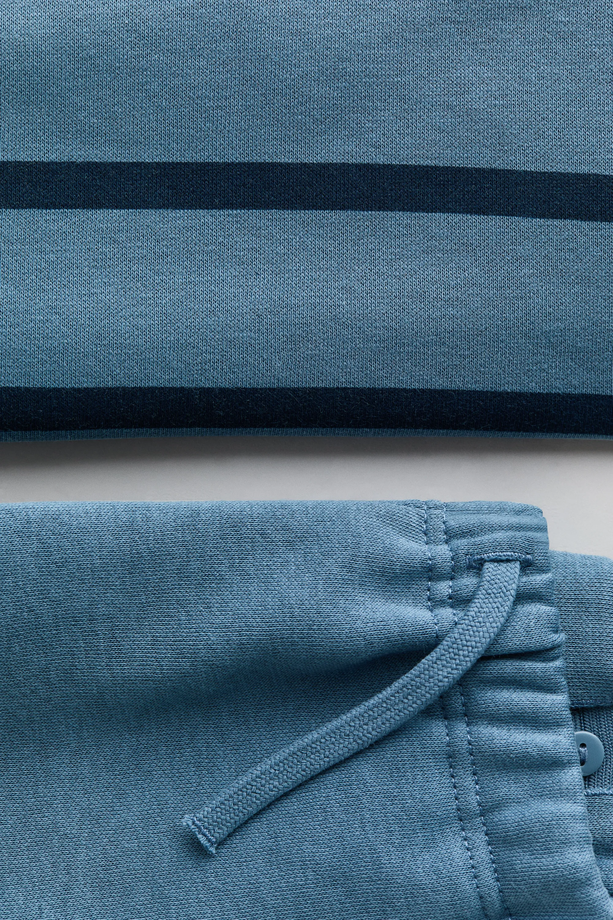 Ensemble 2 pièces en molleton imprimé - Bleu ancien/rayé
