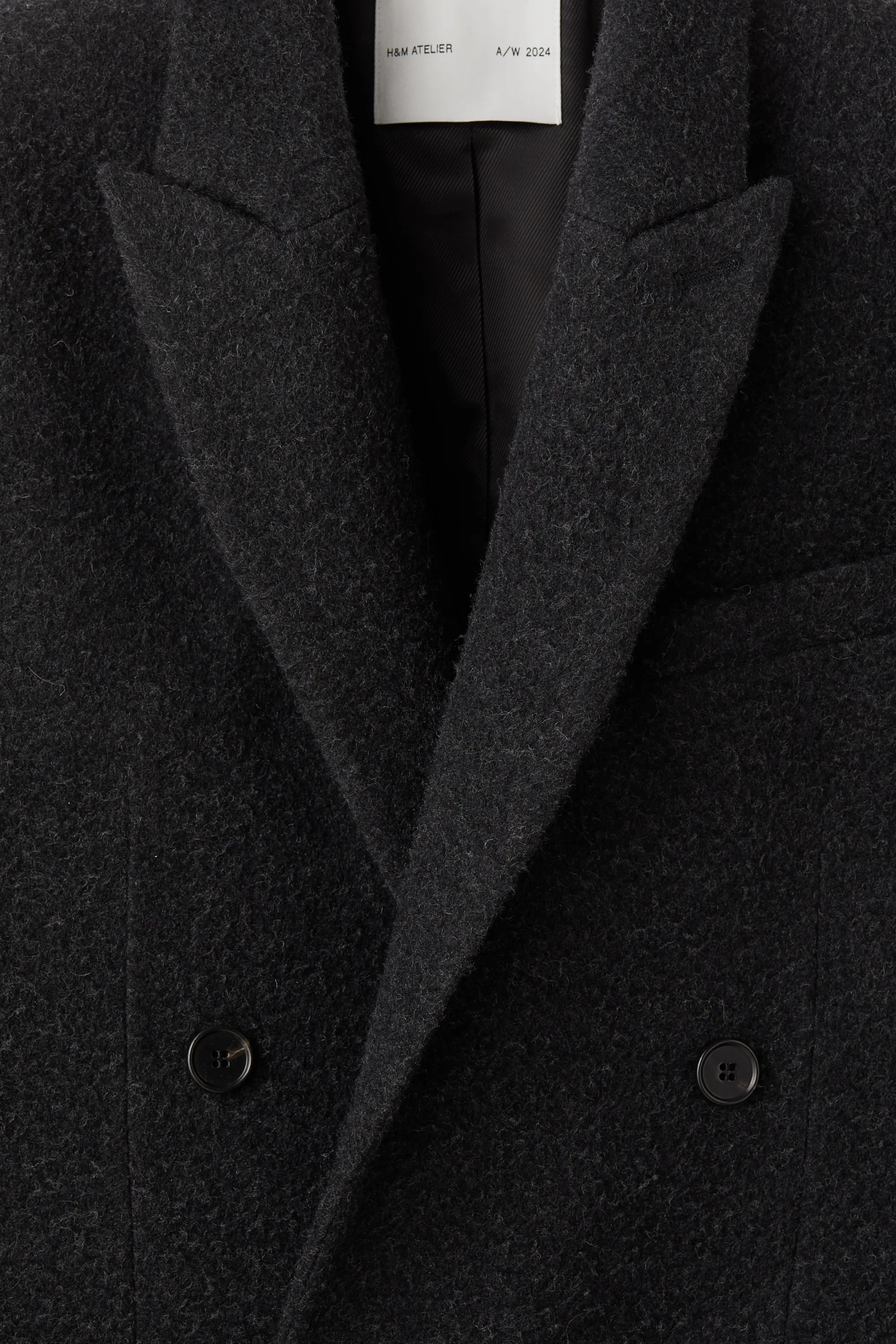 Blazer à fermeture croisée en laine mélangée - Noir