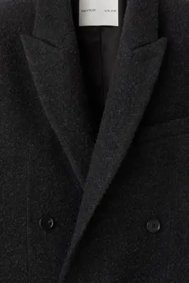 Blazer à fermeture croisée en laine mélangée - Noir — photo 1