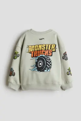 Sweat avec applications - Vert clair/Hot Wheels — photo 1