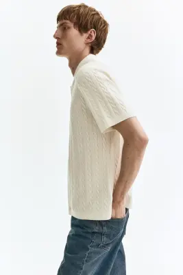 Chemise Regular Fit en maille torsadée - Blanc — photo 4