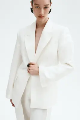 Blazer en lin mélangé - Blanc — photo 2