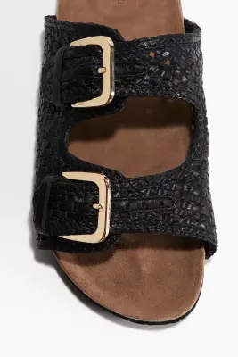 Sandales en cuir tressé - Noir — photo 2