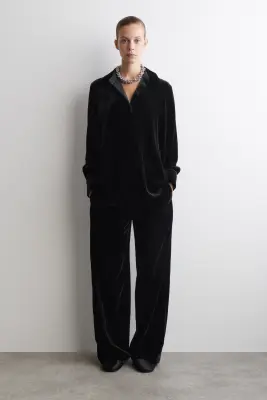 CHEMISE EN VELOURS - NOIR — photo 1