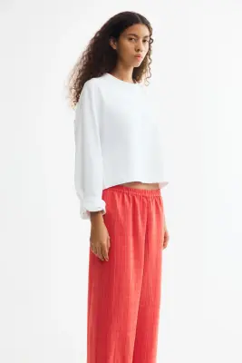 Pantalon large avec cordon de serrage - Rouge/rayé — photo 2