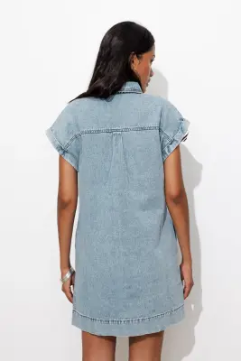 Robe courte en toile Femme — photo 4
