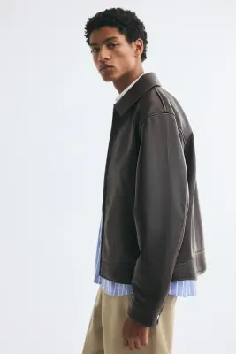 Veste avec col - Marron foncé — photo 4
