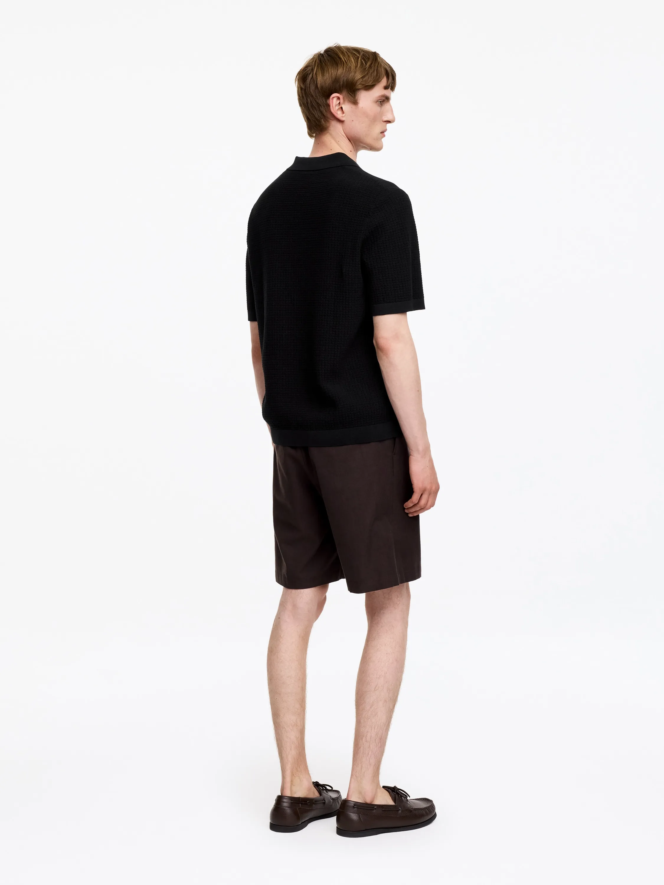 Polo en maille de coton - Noir