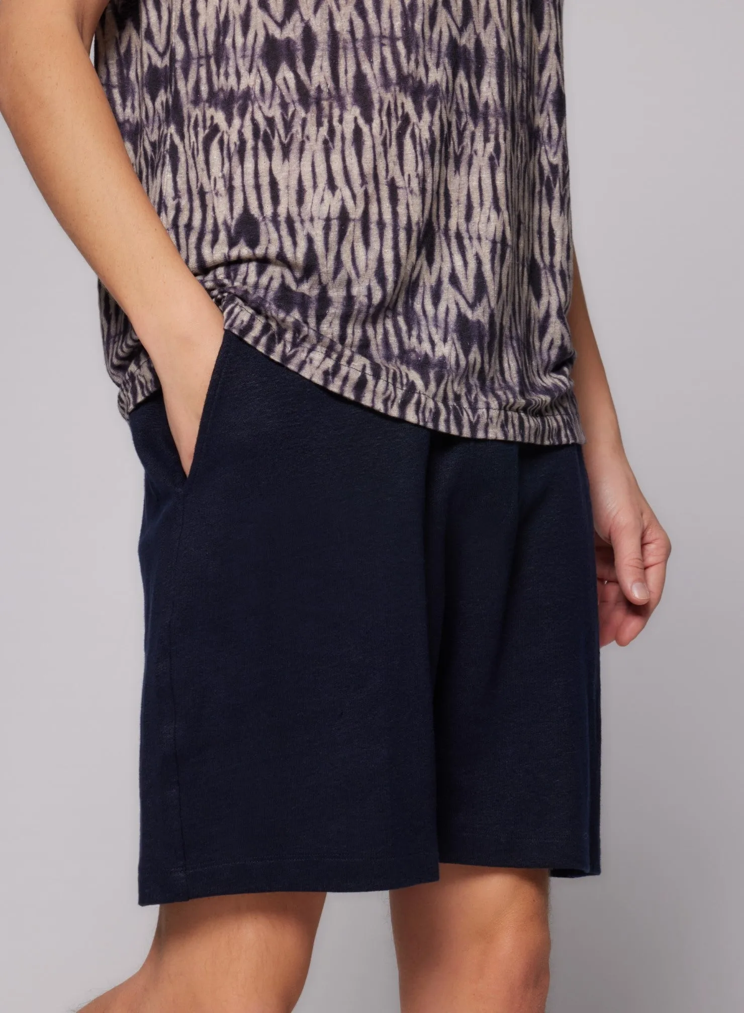 Shorts Marine Col N/A Manches N/A en Lin
