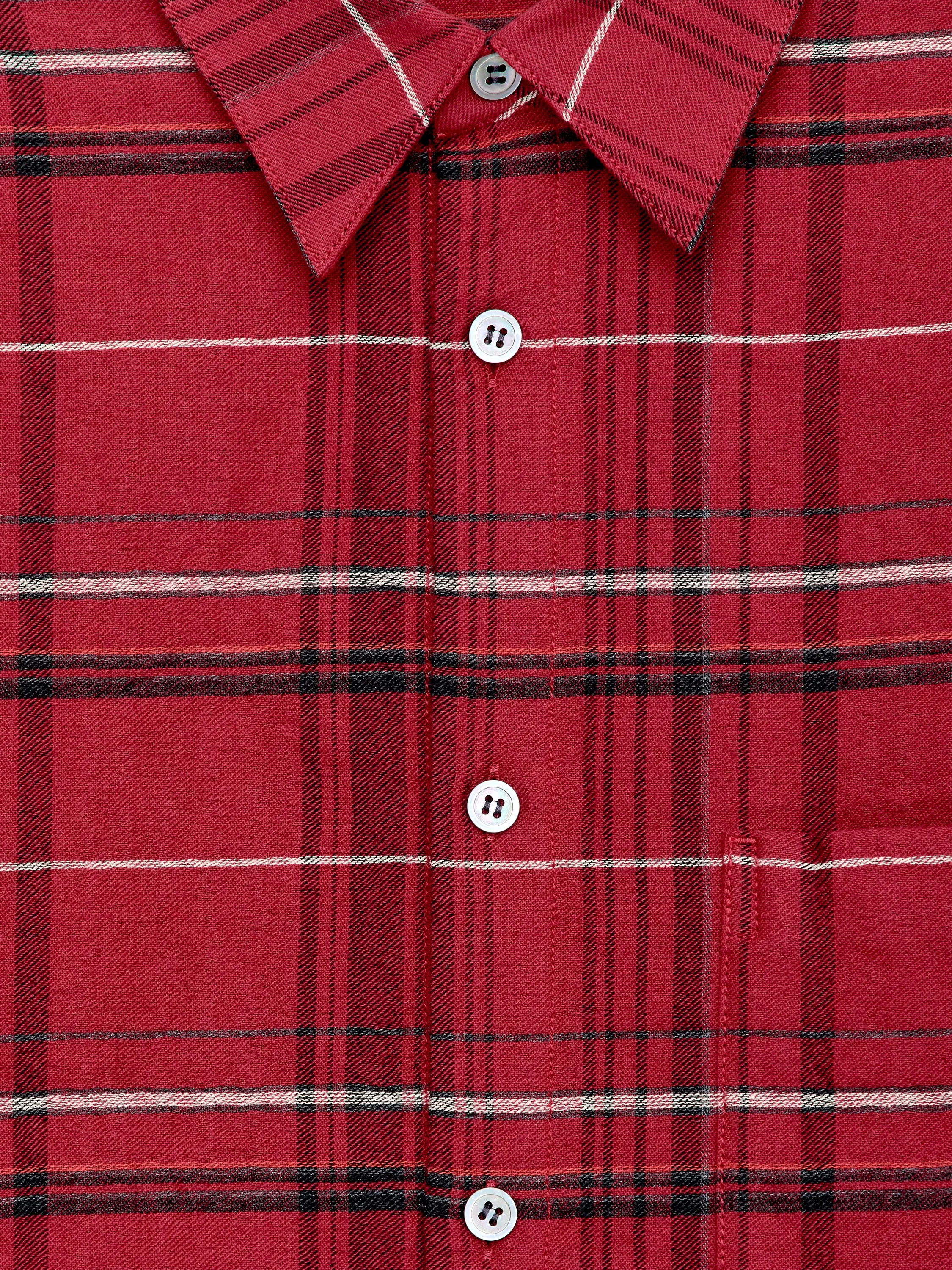 Chemise décontractée en flanelle - Rouge/Carreaux