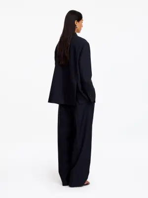 Blazer décontracté en laine - Bleu foncé — photo 1