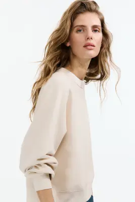 Sweat oversize en coton - Beige clair — photo 2